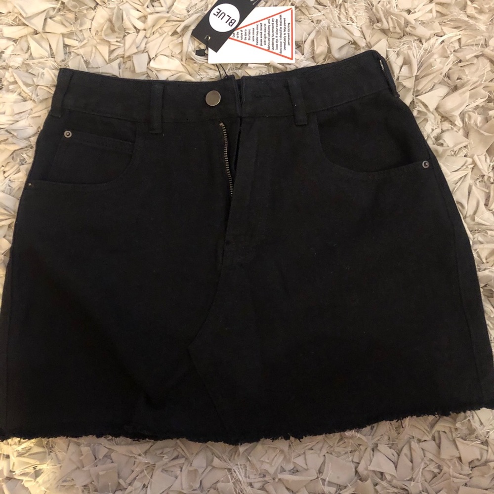 boohoo black denim skirt